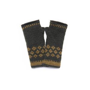 3552 Women's Vail Diamond-patterned Wool Handknit Winter Half Mittens (spruce)